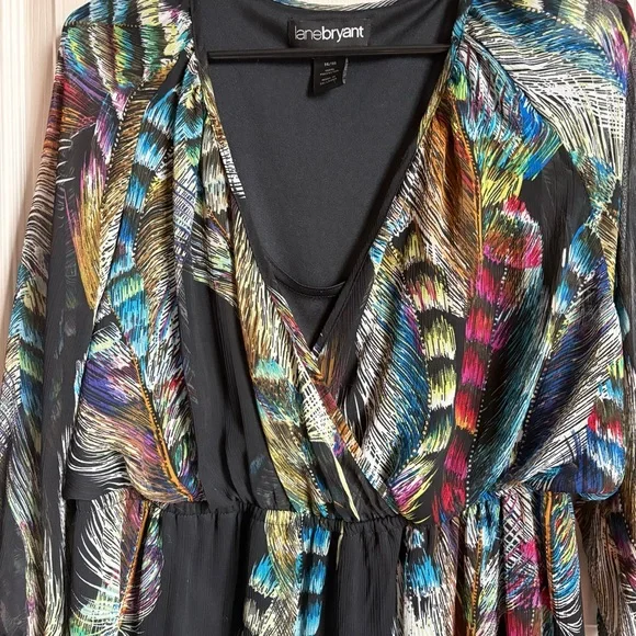 Lane Bryant Feather Faux Wrap Dress - Picture 5 of 10